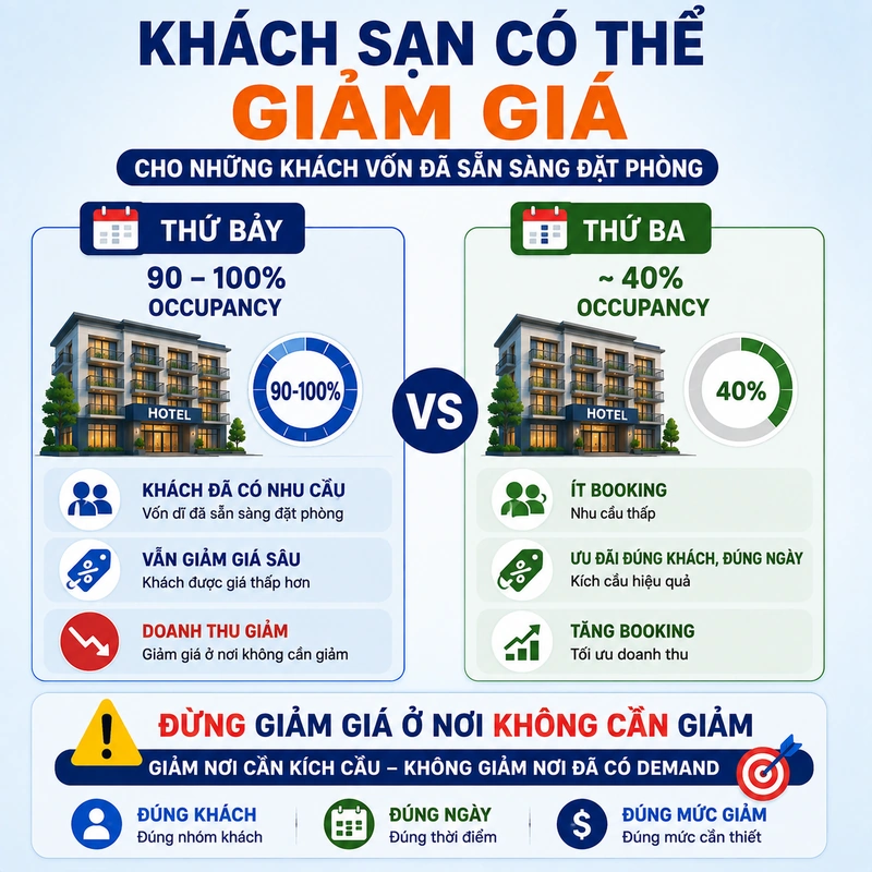 Khách sạn có thể giảm giá cho những khách vốn đã sẵn sàng đặt phòng